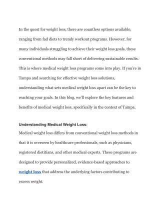 What Makes Medical Weight Loss Different_ Key Features and Benefits