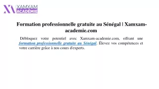 Formation professionnelle gratuite au Sénégal Xamxam-academie.com