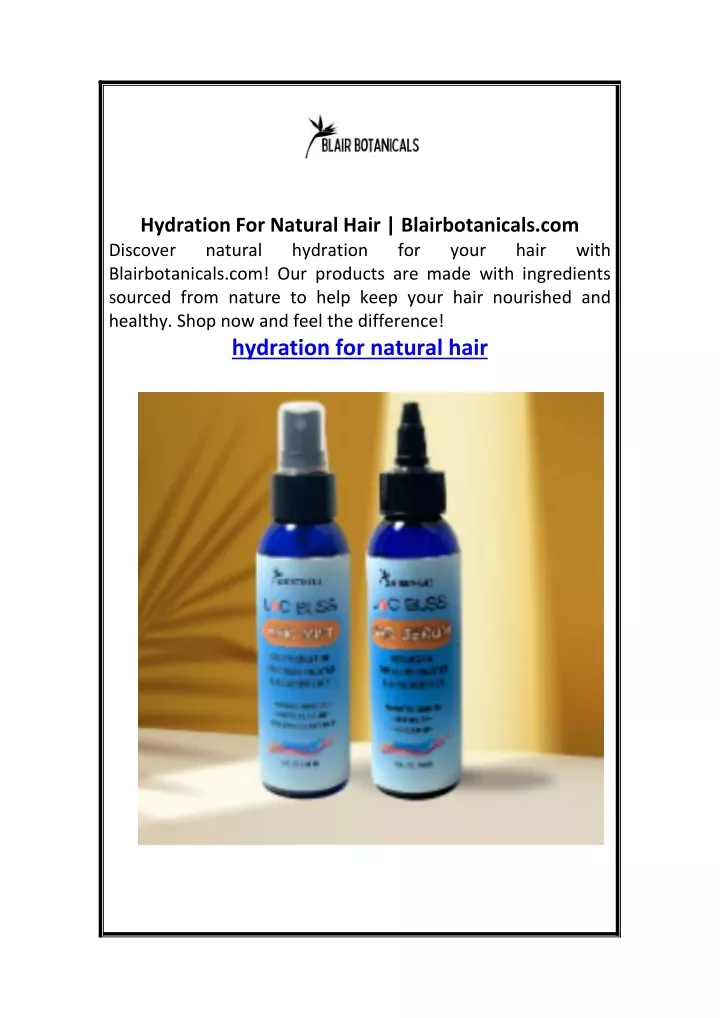 hydration for natural hair blairbotanicals