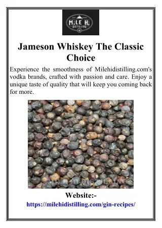 Jameson Whiskey The Classic Choice