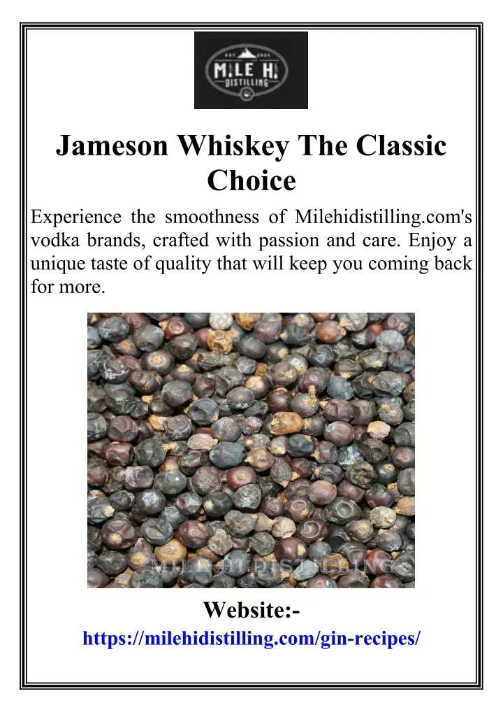 jameson whiskey the classic choice experience