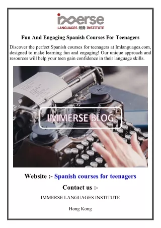 Fun And Engaging Spanish Courses For Teenagers