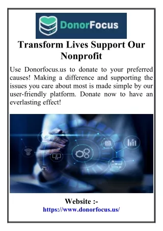 Transform Lives Support Our Nonprofit