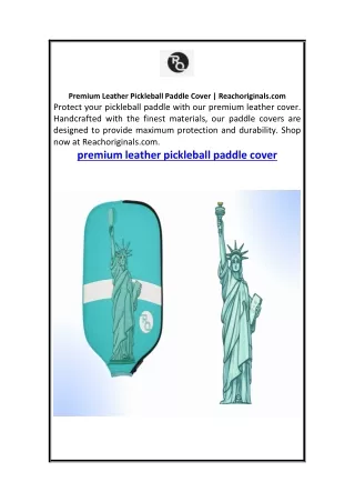 Premium Leather Pickleball Paddle Cover  Reachoriginals.com