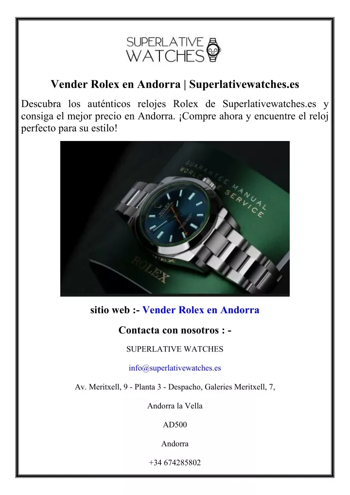 vender rolex en andorra superlativewatches es