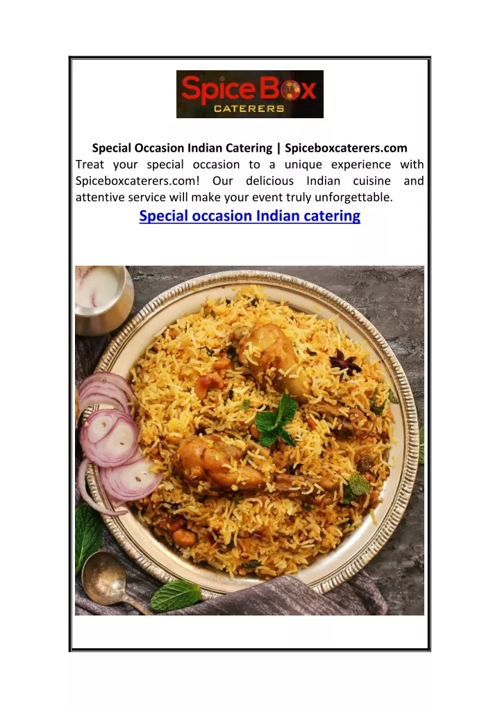 special occasion indian catering spiceboxcaterers