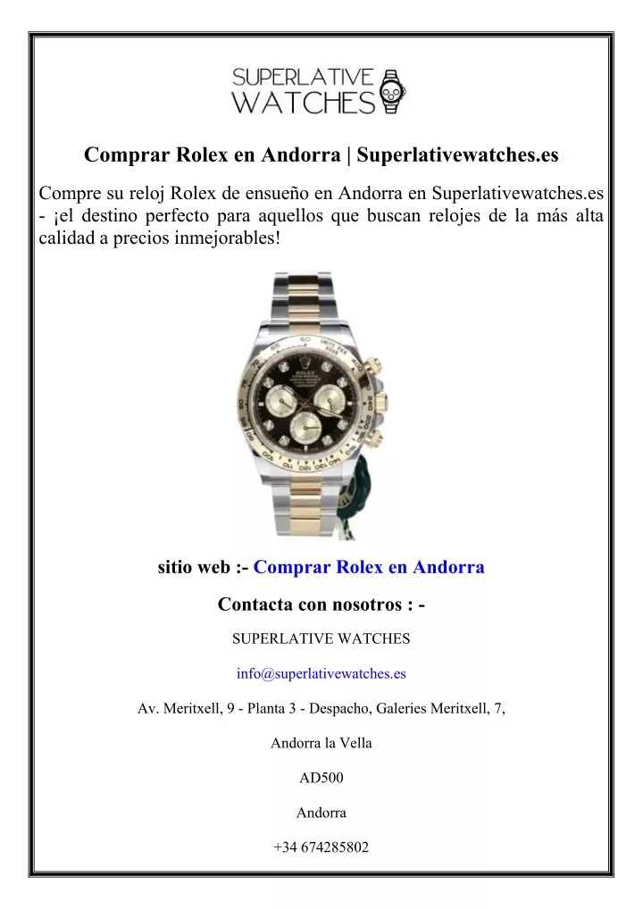 comprar rolex en andorra superlativewatches es