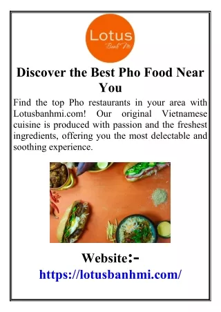 Discover the Best Pho Food Near You