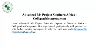 Advanced Ms Project Southern Africa Collegeafricagroup.com