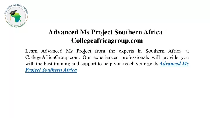 advanced ms project southern africa