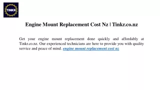 Engine Mount Replacement Cost Nz Tinkr.co.nz