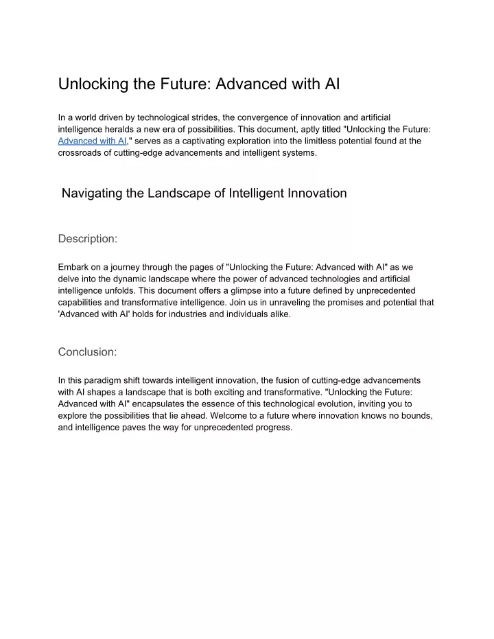 unlocking the future advanced with ai