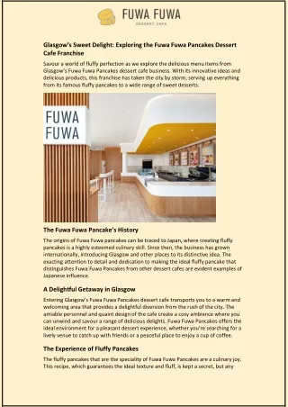 Glasgow’s Sweet Delight: Exploring the Fuwa Fuwa Pancakes Dessert Cafe Franchise