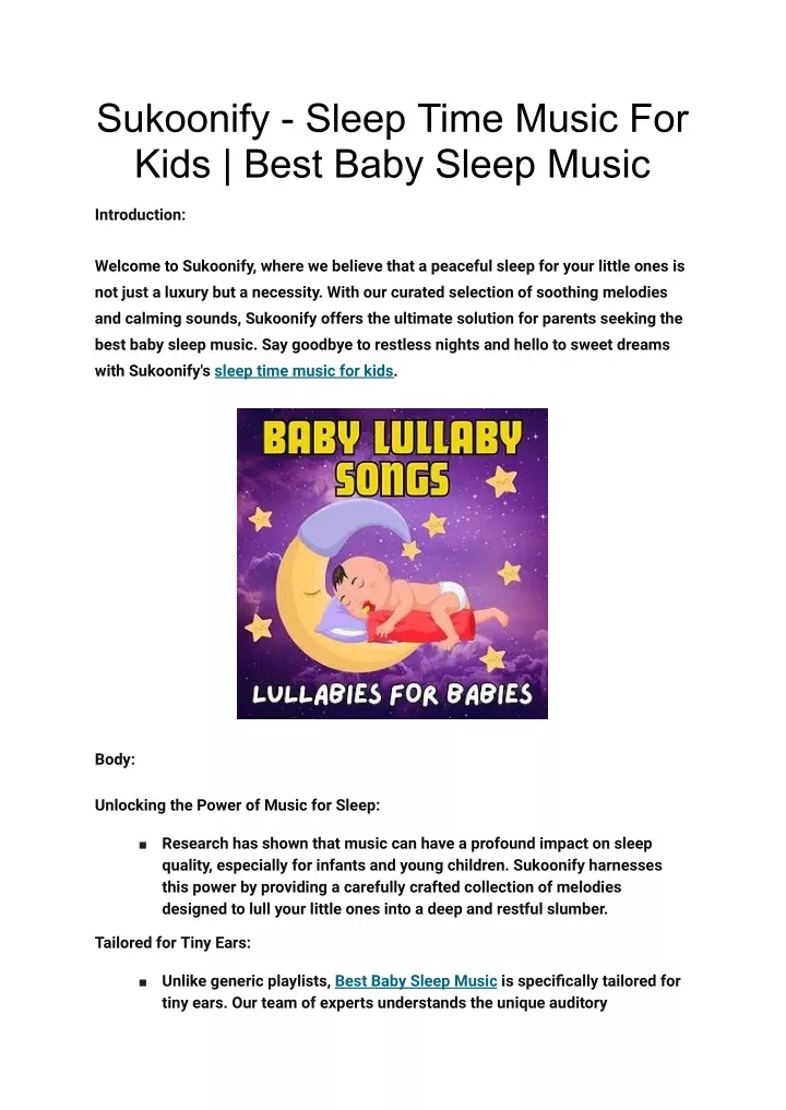 sukoonify sleep time music for kids best baby