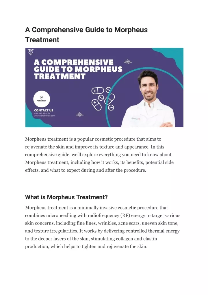 a comprehensive guide to morpheus treatment