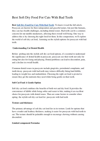 best soft dry food for cats with bad teeth