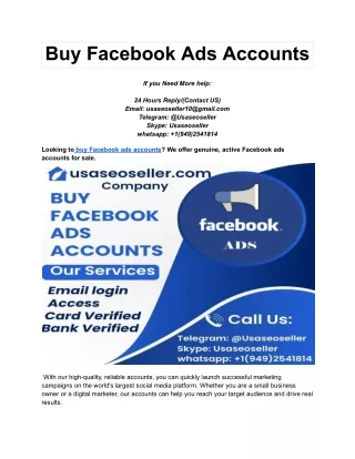 Buy Facebook Ads Accounts