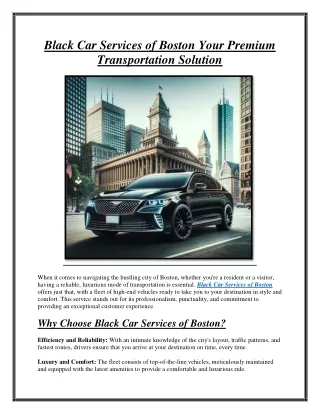 Black Car Services of Boston Your Premium Transportation Solution