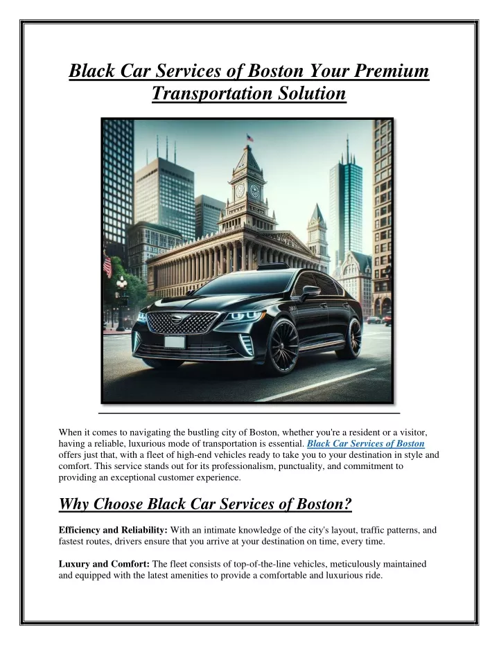 black car services of boston your premium