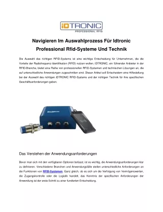 Navigieren Im Auswahlprozess Für Idtronic Professional Rfid-Systeme Und Technik