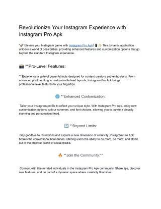 Revolutionize Your Instagram Experience with Instagram Pro Apk