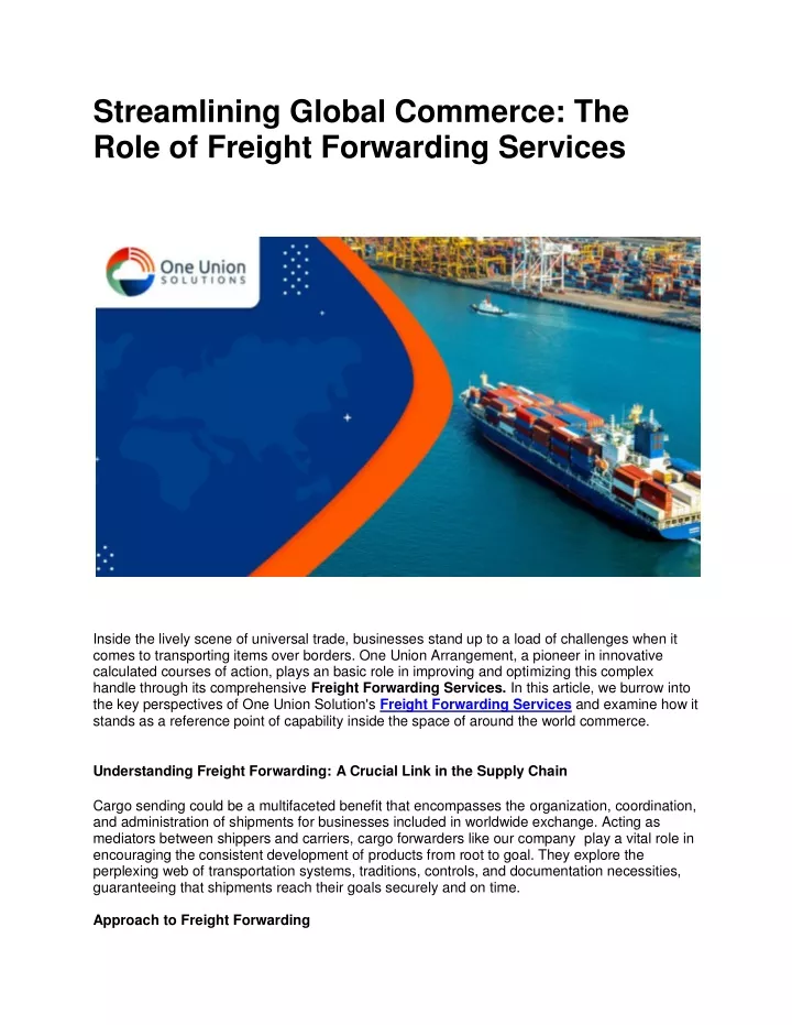 streamlining global commerce the role of freight