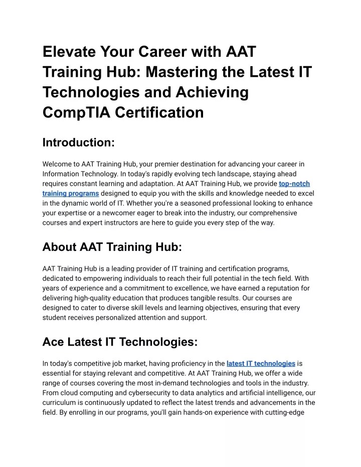 elevate your career with aat training