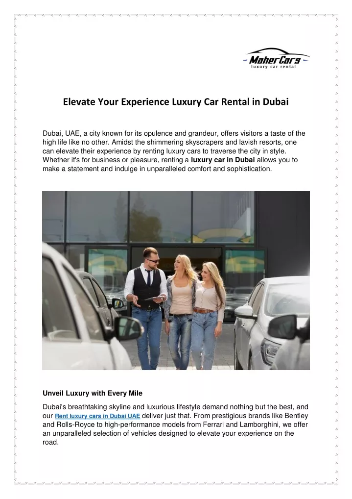 elevate your experience luxury car rental in dubai