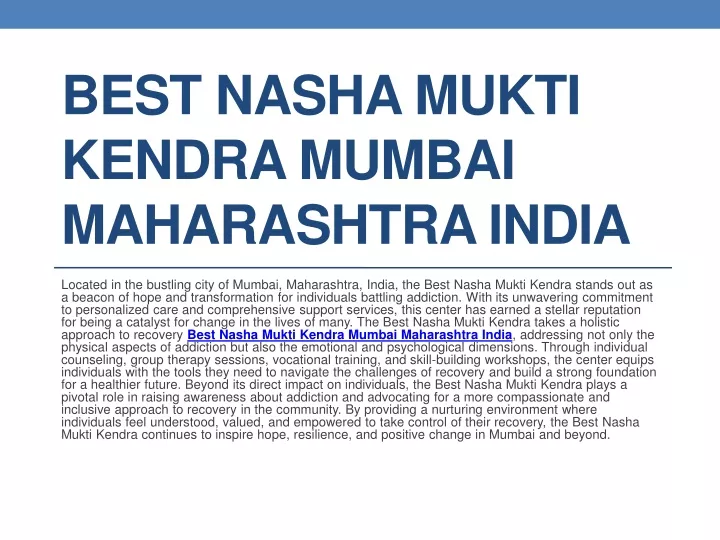 best nasha mukti kendra mumbai maharashtra india