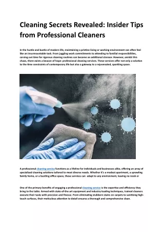 Cleaning Secrets Revealed Insider Tips from Professional Cleaners