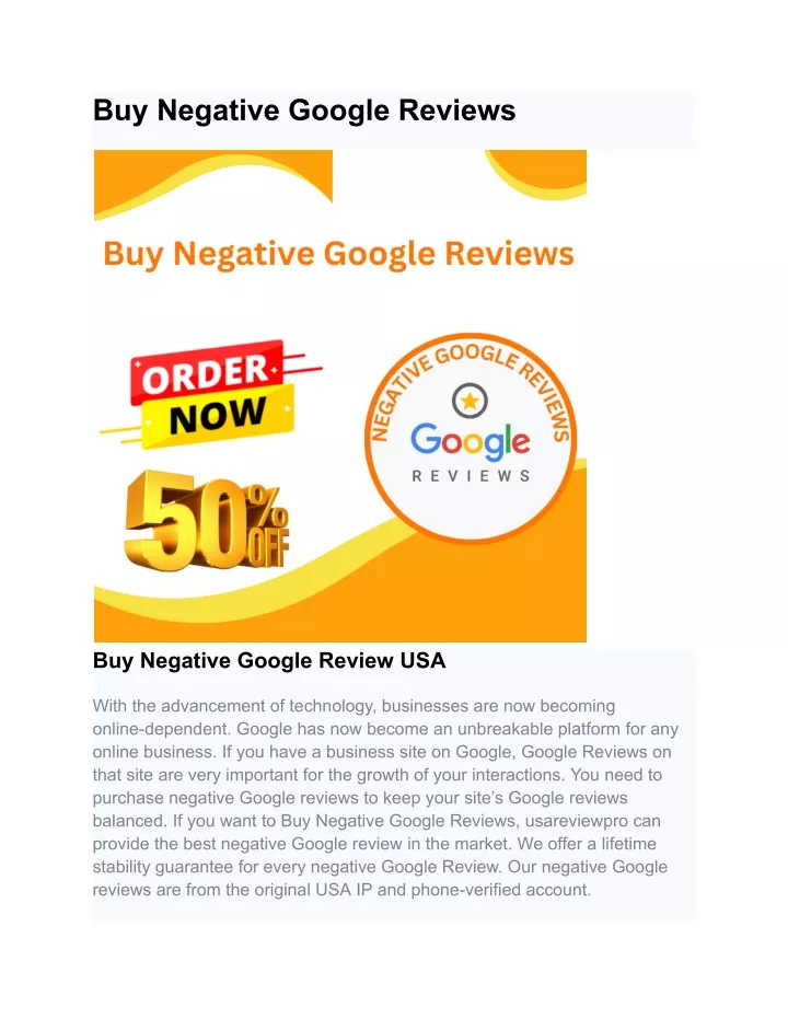 buy negative google reviews