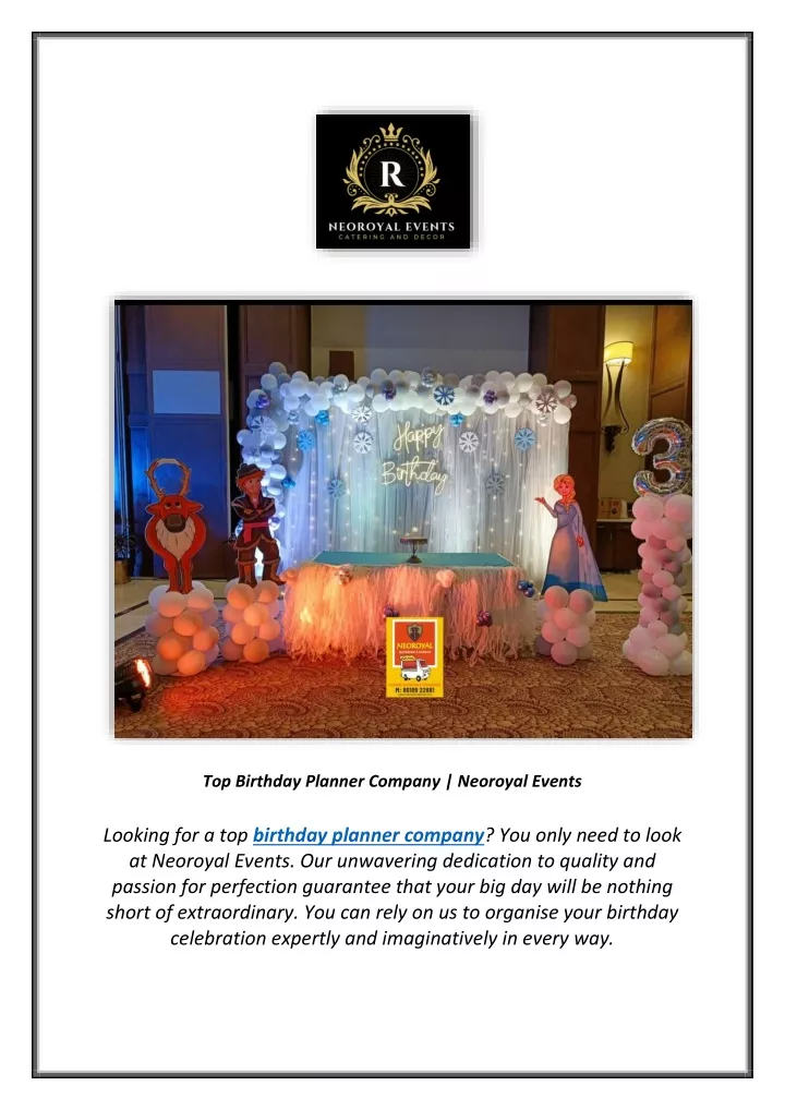 top birthday planner company neoroyal events