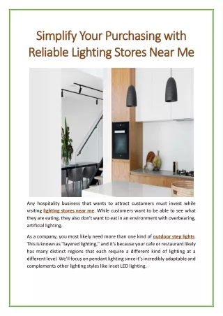 Simplify Your Purchasing with Reliable Lighting Stores Near Me