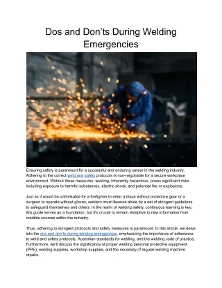 Dos and Don’ts During Welding Emergencies
