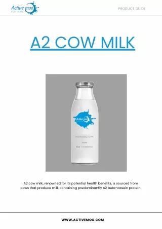 A2 Cow Milk Ebook Product Guide PDF