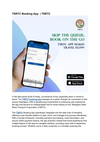 TSRTC Booking App  _ TSRTC