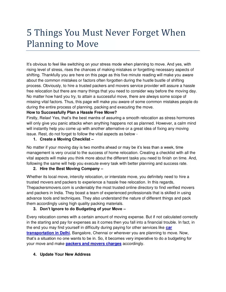 5 things you must never forget when planning