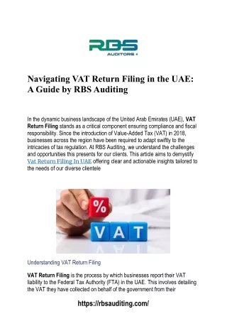 Efficient VAT Return Filing Services in UAE