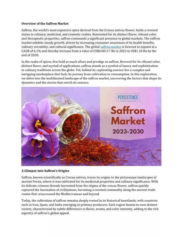 overview of the saffron market