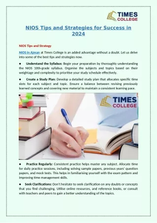NIOS Tips and Strategies for Success in 2024