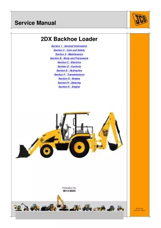 JCB 2DX BACKHOE LOADER Service Repair Manual SN01774500-01775999