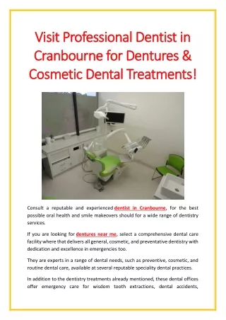 Visit Professional Dentist in Cranbourne for Dentures & Cosmetic Dental Treatmen
