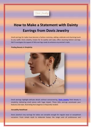 How to Make a Statement with Dainty Earrings from Dovis Jewelry