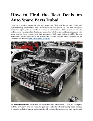 How to Find the Best Deals on Auto Spare Parts Dubai