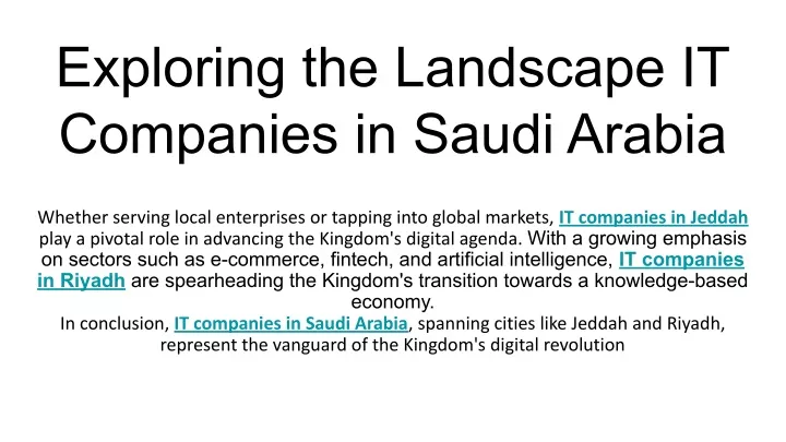 exploring the landscape it companies in saudi