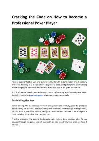 Cracking the Code on How to Become a Professional Poker Player