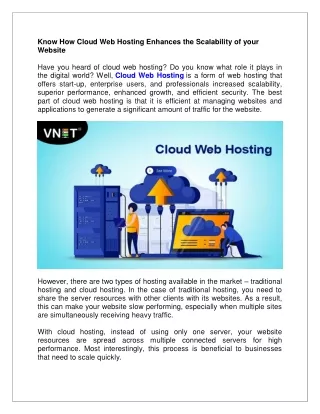 know how cloud web hosting enhances