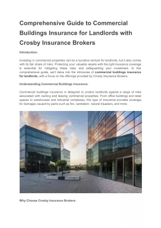 Comprehensive Guide to Commercial Buildings Insurance for Landlords with Crosby