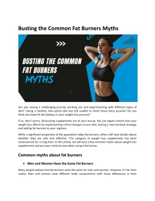 Busting the Common Fat Burners Myths