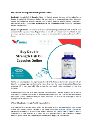 Buy Double Strength Fish Oil Capsules Online